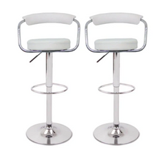 Gina PU Leather Gas-Lift Swivel Bar Stool Set of 2 – White