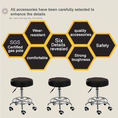 Salon Chair Bar Swivel Stool Office Roller Wheels Portable Height Adjust Leather