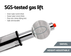 Sett of 2 Bar Stools Gas Lift Kitchen Swivel Chairs PU Leather Chrome Black - BSR