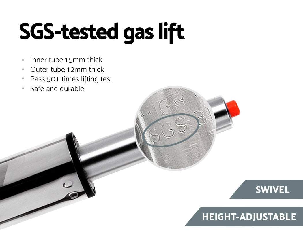 Set of 2 Bar Stools Kitchen Gas Lift Swivel Chairs PU Leather Chrome Black - BSR