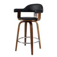 Set of 2 Bar Stools Wooden Swivel Bar Stool Kitchen Dining Chair Wood Black - BSR