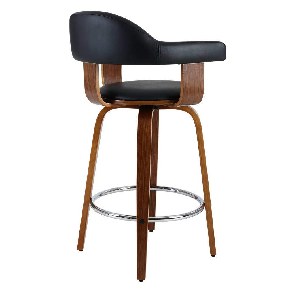 Set of 2 Bar Stools Wooden Swivel Bar Stool Kitchen Dining Chair Wood Black - BSR