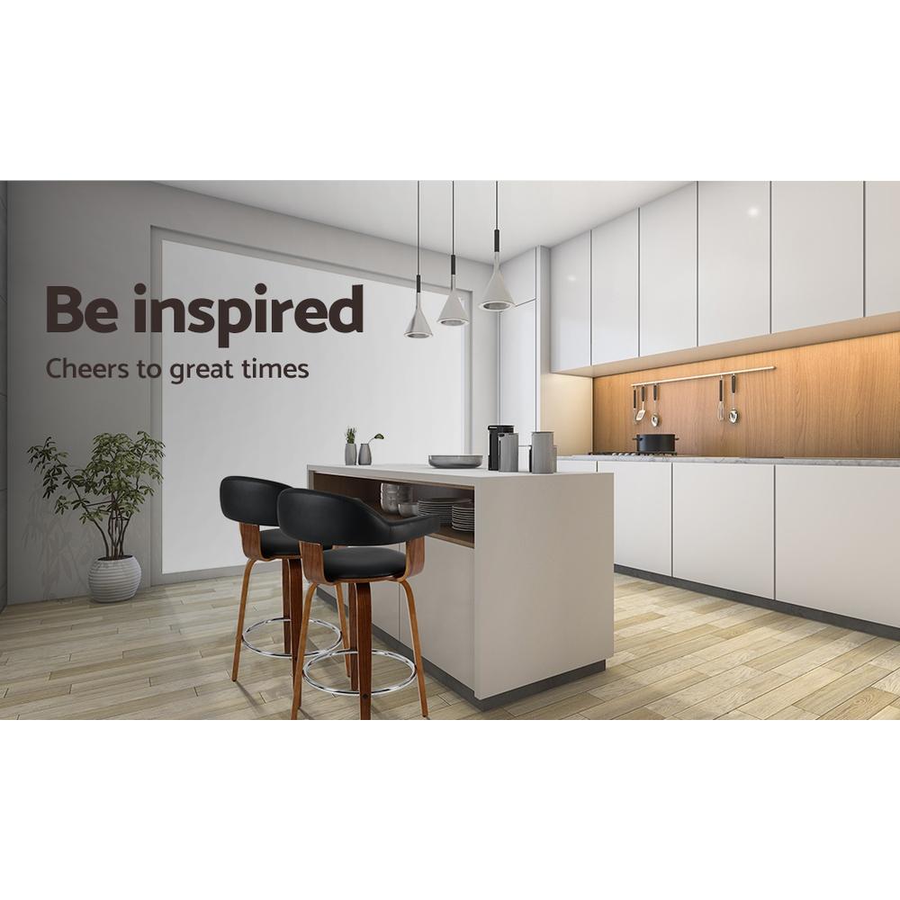 Set of 2 Bar Stools Wooden Swivel Bar Stool Kitchen Dining Chair Wood Black - BSR