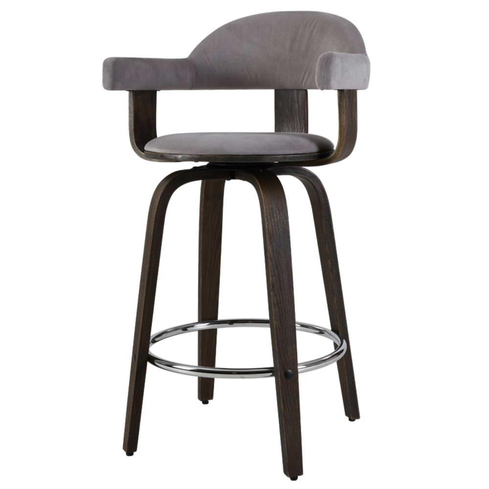 Set of 2 Bar Stools Wooden Swivel Bar Stool Kitchen Dining Chair Wood Grey - BSR