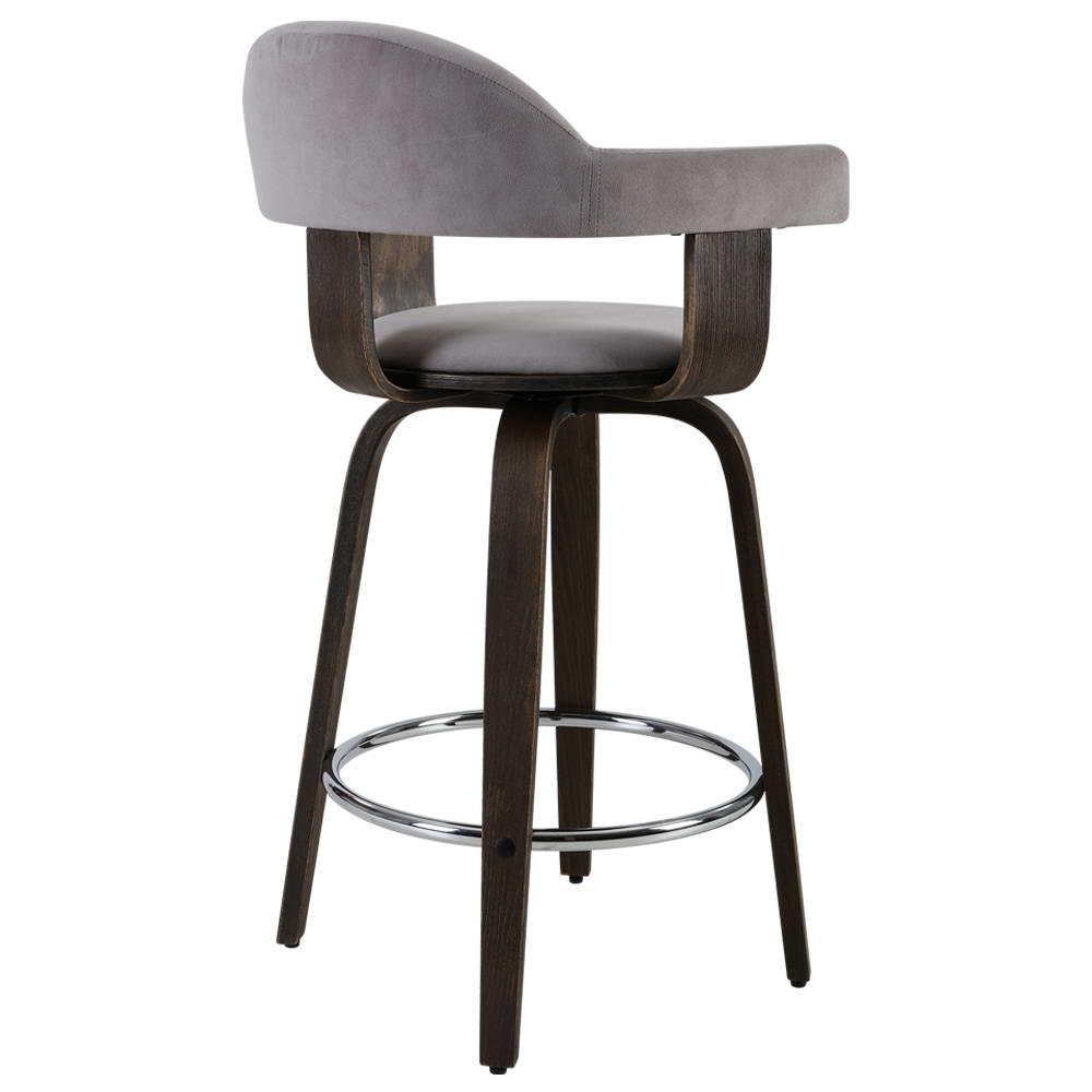 Set of 2 Bar Stools Wooden Swivel Bar Stool Kitchen Dining Chair Wood Grey - BSR