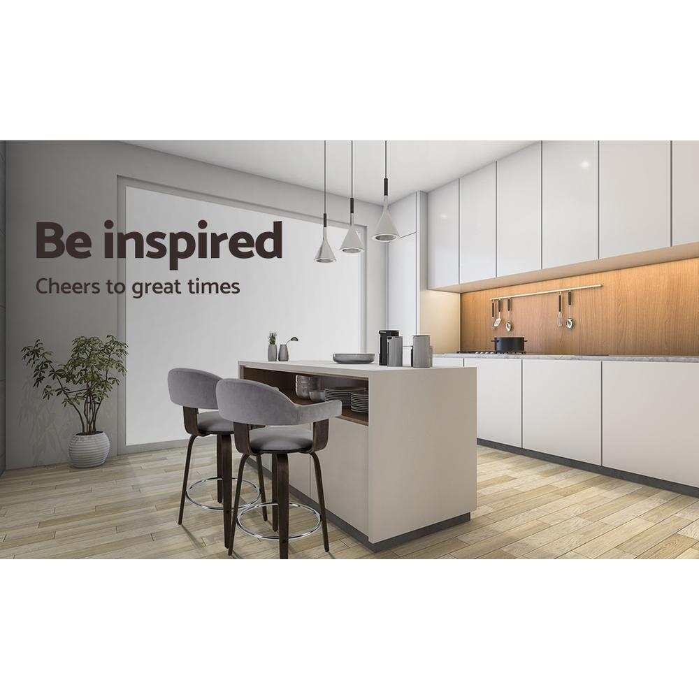 Set of 2 Bar Stools Wooden Swivel Bar Stool Kitchen Dining Chair Wood Grey - BSR