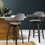 Set of 2 Bar Stools Wooden Swivel Bar Stool Kitchen Dining Chair Wood Grey - BSR