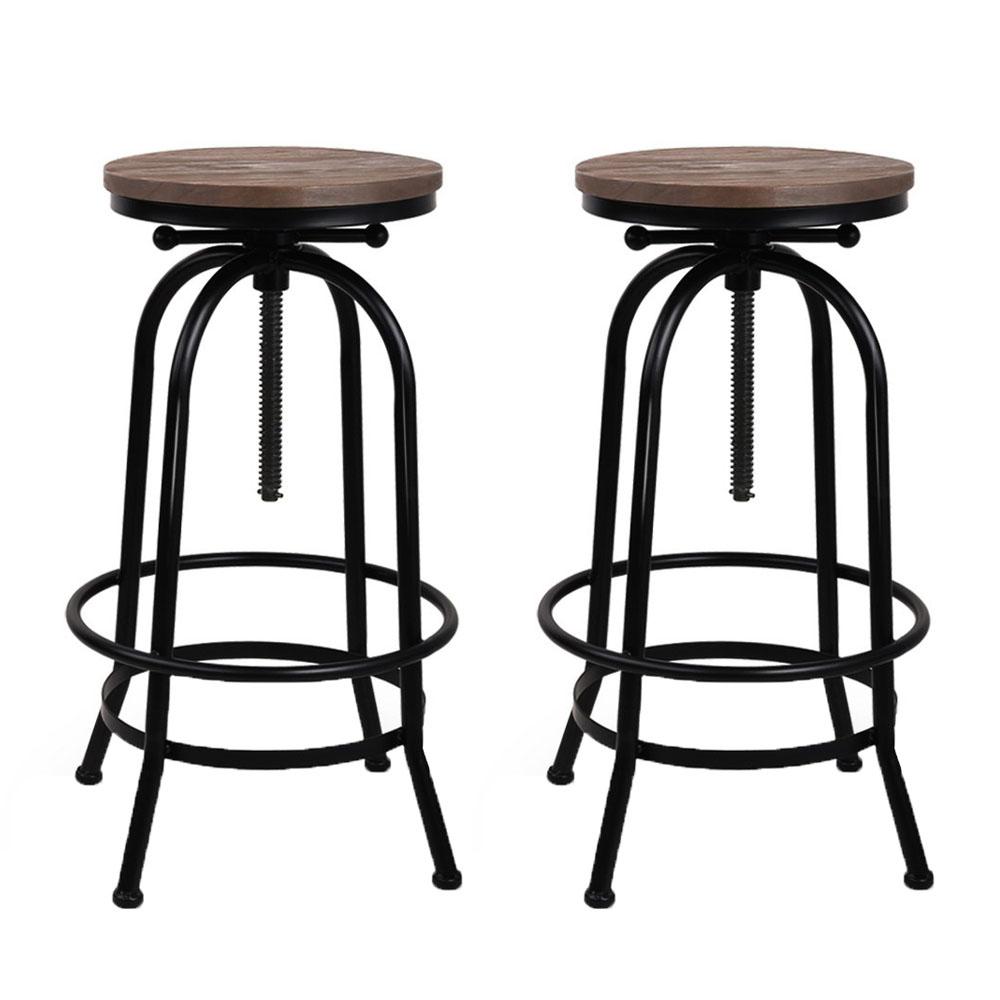 Set of 2 Kitchen Bar Stools Vintage Bar Stool Retro Rustic Industrial Chairs - BSR