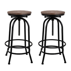 Set of 2 Kitchen Bar Stools Vintage Bar Stool Retro Rustic Industrial Chairs - BSR