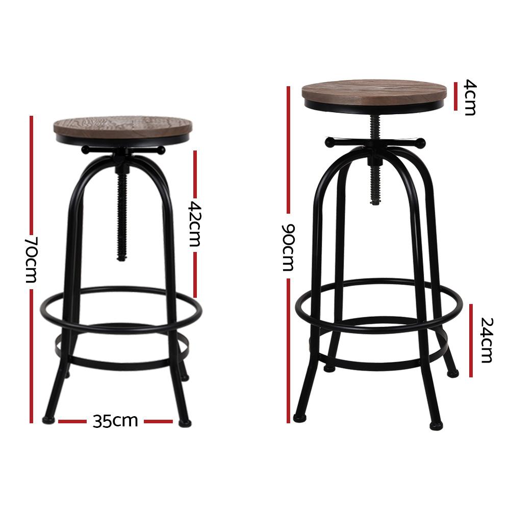 Set of 2 Kitchen Bar Stools Vintage Bar Stool Retro Rustic Industrial Chairs - BSR