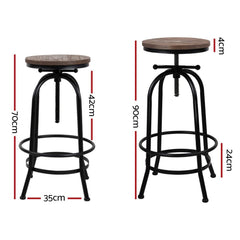Set of 2 Kitchen Bar Stools Vintage Bar Stool Retro Rustic Industrial Chairs - BSR