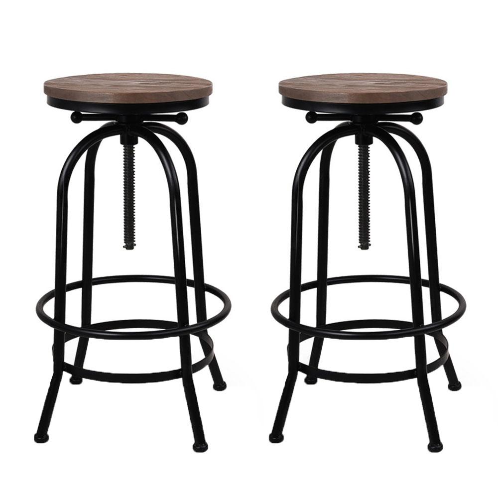 Set of 2 Kitchen Bar Stools Vintage Bar Stool Retro Rustic Industrial Chairs - BSR