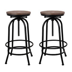 Set of 2 Kitchen Bar Stools Vintage Bar Stool Retro Rustic Industrial Chairs - BSR