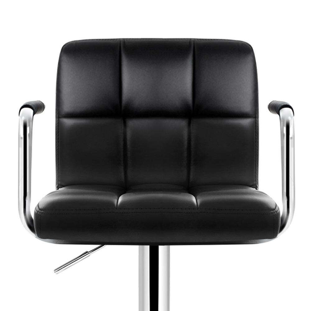 Set of 4 Bar Stools Kitchen Swivel Bar Stool PU Leather Gas Lift Chairs Black - BSR