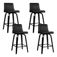 Set of 4 Felipe Wooden Bar Stools Swivel Bar Stool Kitchen Chairs Black - BSR