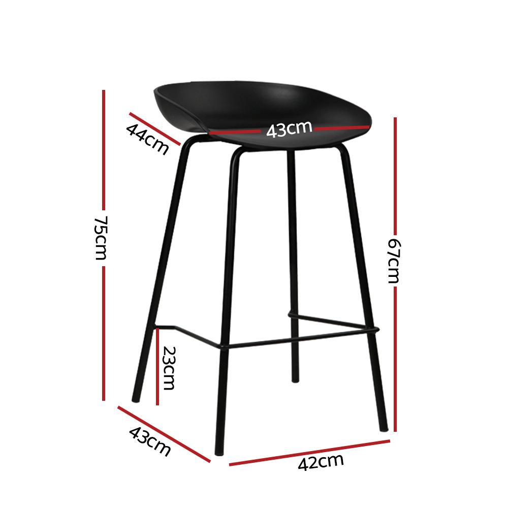 Set of 4 Kitchen Bar Stools Bar Stool Chairs Metal Black Barstools - BSR