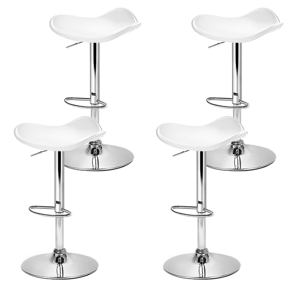 Set of 4 Kitchen Bar Stools Swivel Bar Stool PU Leather Gas Lift Chair White - BSR