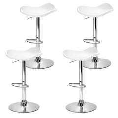 Set of 4 Kitchen Bar Stools Swivel Bar Stool PU Leather Gas Lift Chair White - BSR