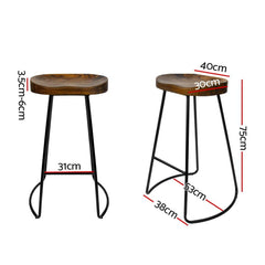 Set of 4 Vintage Tractor Bar Stools Retro Bar Stool Industrial Chairs Black 75cm - BSR