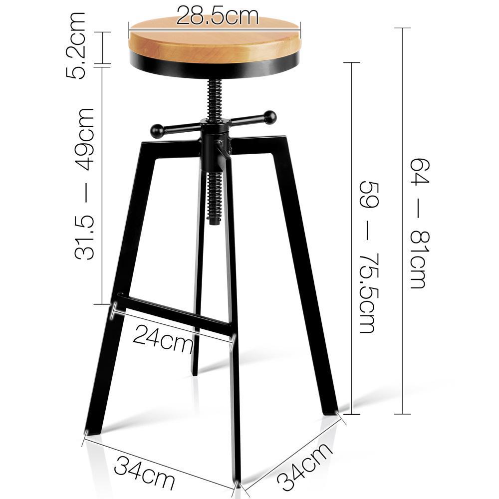 Adjutable Height Swivel Bar Stool - Black - BSR