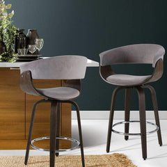 Bar Stool Wooden Swivel Bar Stool Kitchen Dining Chair Wood Grey - BSR