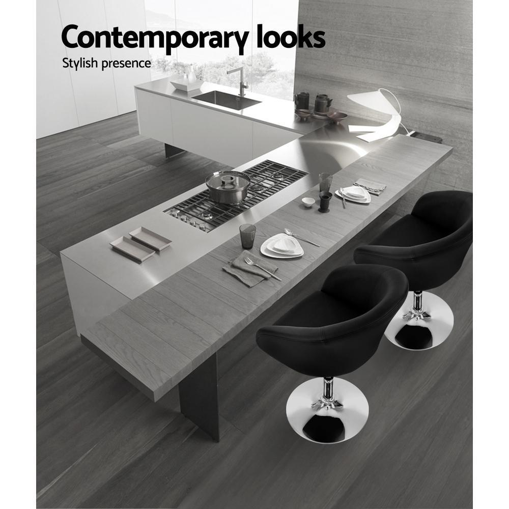 Bar Stools Accent Chairs Kitchen Bar Stool Swivel Gas Lift PU Leather Black - BSR