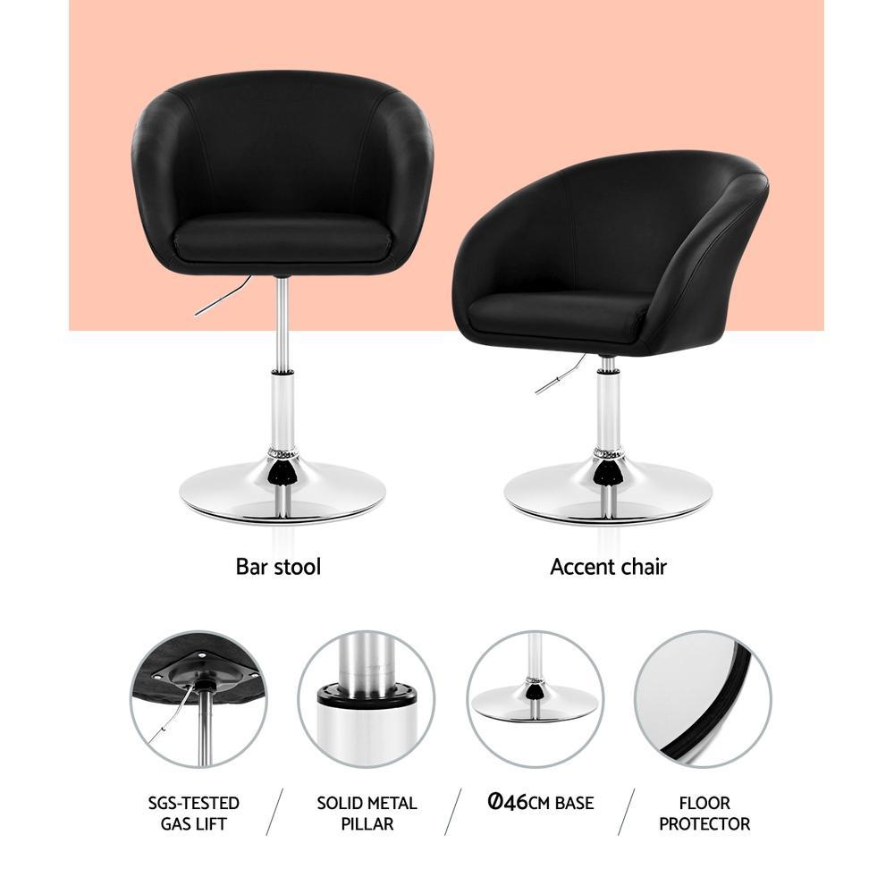 Bar Stools Accent Chairs Kitchen Bar Stool Swivel Gas Lift PU Leather Black - BSR