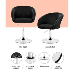 Bar Stools Accent Chairs Kitchen Bar Stool Swivel Gas Lift PU Leather Black - BSR