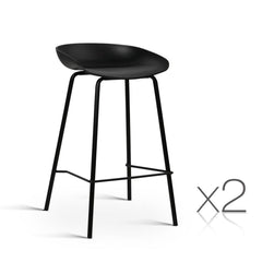 Set of 2 Metal Bar Stools - Black - BSR
