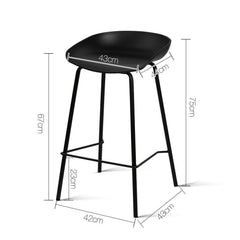 Set of 2 Metal Bar Stools - Black - BSR