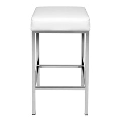 Set of 2 PU Leather Backless Bar Stools - White - BSR