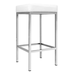 Set of 2 PU Leather Backless Bar Stools - White - BSR