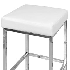 Set of 2 PU Leather Backless Bar Stools - White - BSR
