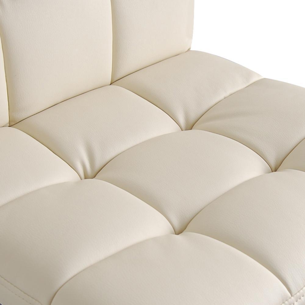 Set of 2 PU Leather Bar Stools NOEL Kitchen Chairs Swivel Bar Stool Gas Lift Beige - BSR