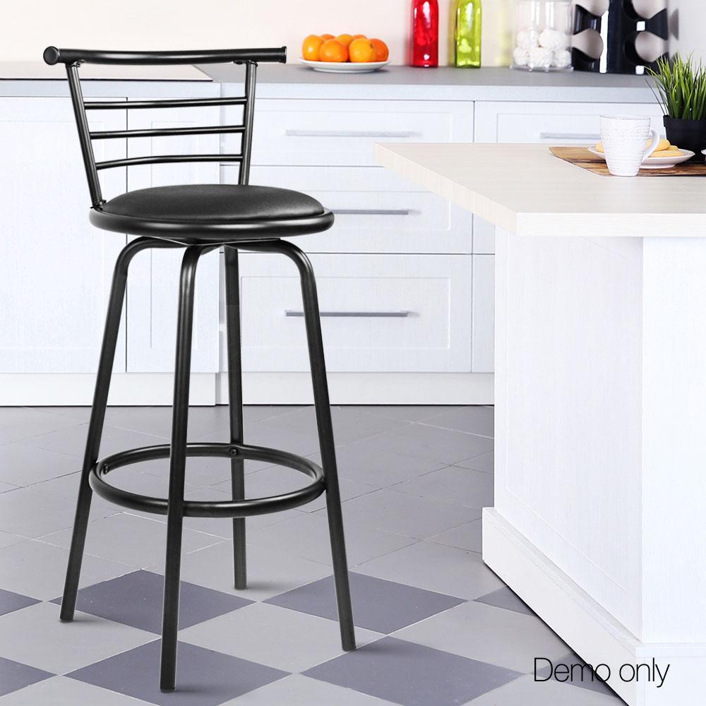 Set of 2 PU Leather Bar Stools - Black - BSR