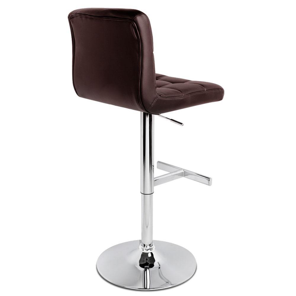 Set of 2 Gas Lift Bar Stools Swivel Chairs PU Leather Chrome Chocolate - BSR