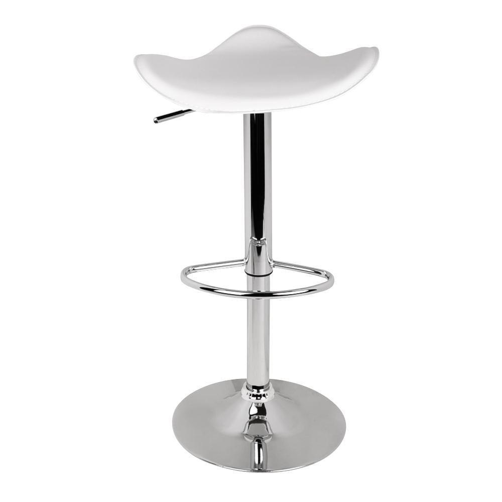 Set of 2 Gas Lift Bar Stools Swivel Chairs PU Leather Chrome White - BSR