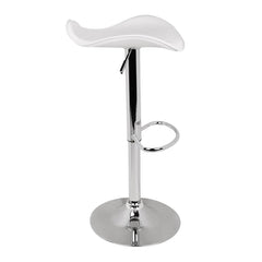 Set of 2 Gas Lift Bar Stools Swivel Chairs PU Leather Chrome White - BSR