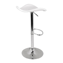 Set of 2 Gas Lift Bar Stools Swivel Chairs PU Leather Chrome White - BSR
