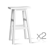 Set of 2 Wooden Backless Bar Stools - White - BSR