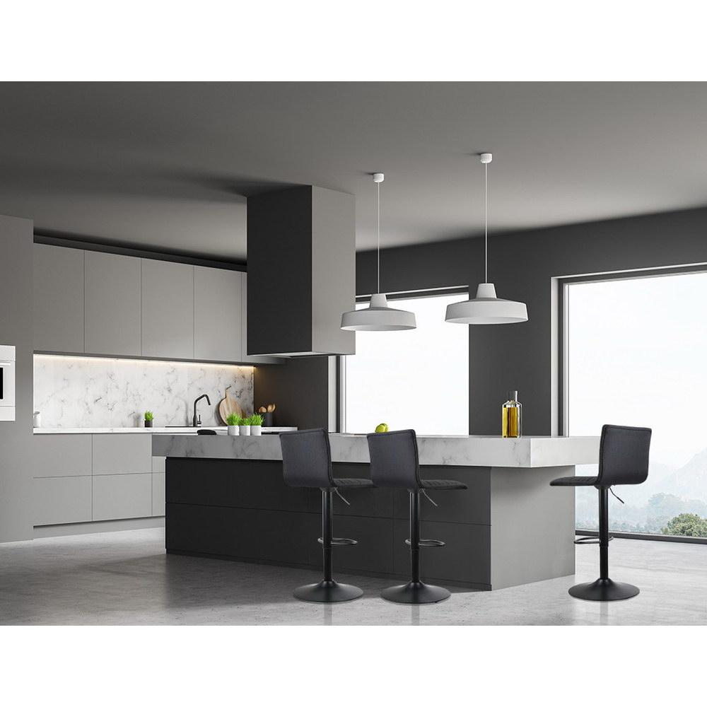 set of 4 Bar Stools Fabric Kitchen Cafe Swivel Bar Stool Chair Gas Lift Black - BSR