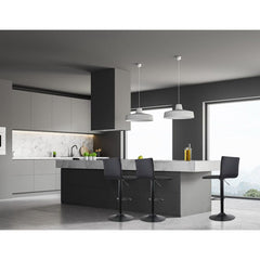 set of 4 Bar Stools Fabric Kitchen Cafe Swivel Bar Stool Chair Gas Lift Black - BSR