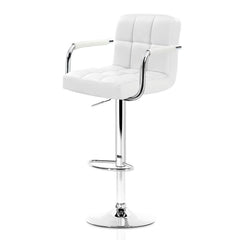 set of 4 Bar Stools Kitchen Swivel Bar Stool PU Leather Gas Lift Chairs White - BSR