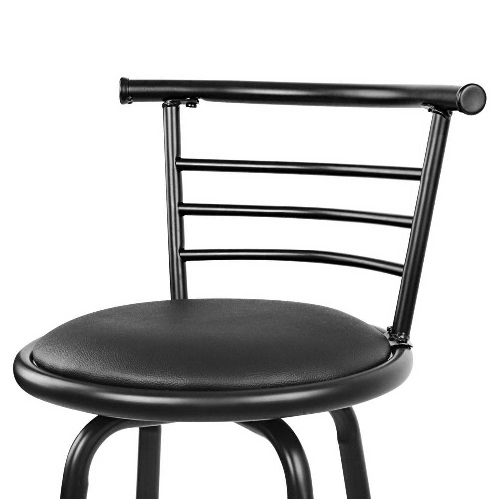 Set of 4 Bar Stools PU Leather Bar Stool Swivel Backrest Kitchen Chairs Black - BSR