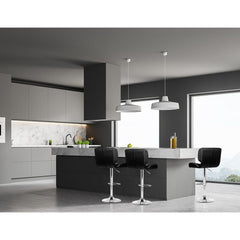 Set of 4 Bar Stools PU Leather Chrome Kitchen Bar Stool Chairs Gas Lift Black - BSR