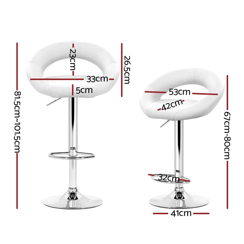 Set of 4 Bar Stools RIO Kitchen Swivel Bar Stool PU Leather Chairs Gas Lift White - BSR