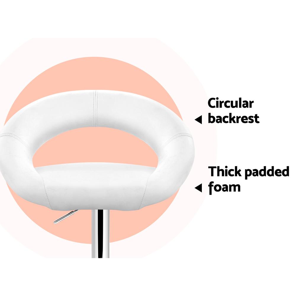 Set of 4 Bar Stools RIO Kitchen Swivel Bar Stool PU Leather Chairs Gas Lift White - BSR