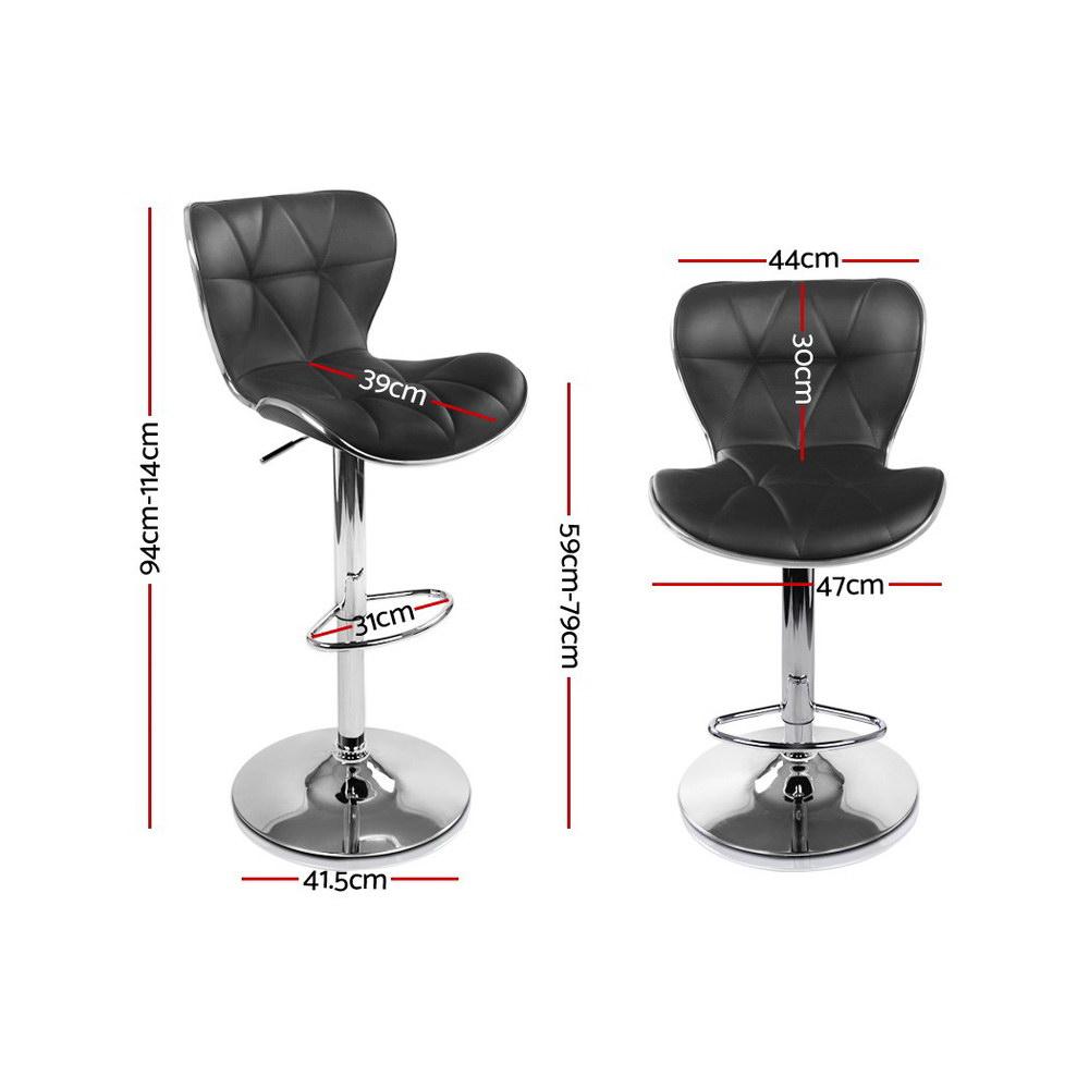 Set of 4 Bar Stools RUBY Kitchen Swivel Bar Stool PU Leather Chairs Gas Lift Black - BSR