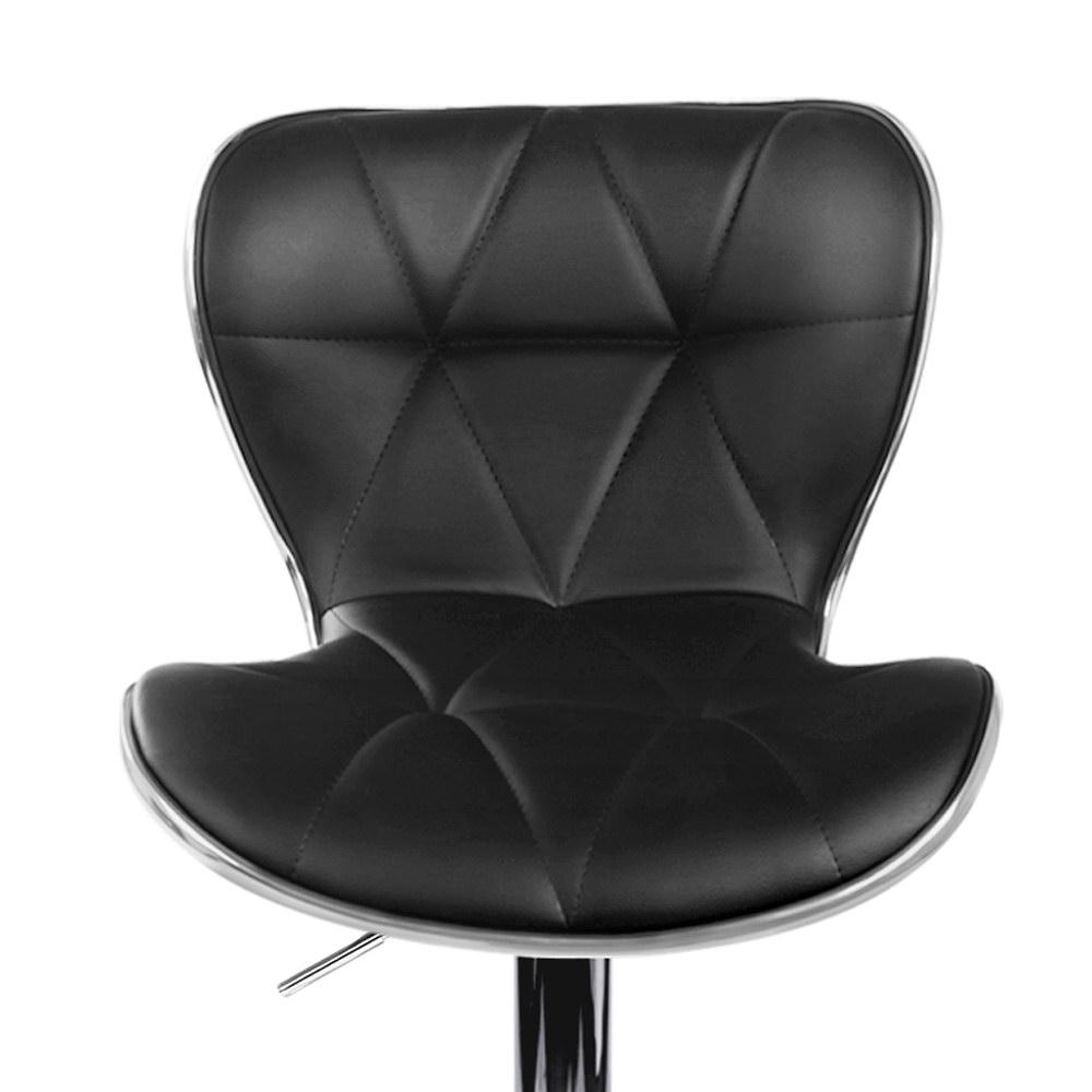 Set of 4 Bar Stools RUBY Kitchen Swivel Bar Stool PU Leather Chairs Gas Lift Black - BSR