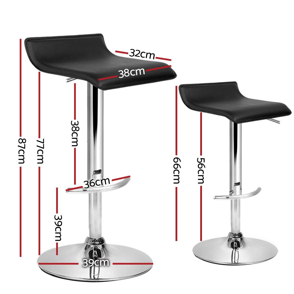 set of 4 Bar Stools SENA Kitchen Swivel Bar Stool PU Leather Chairs Gas Lift Black - BSR